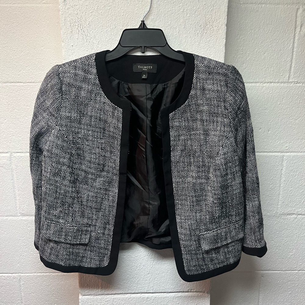 Talbots Black and Gray Tweed Blazer. 12P
